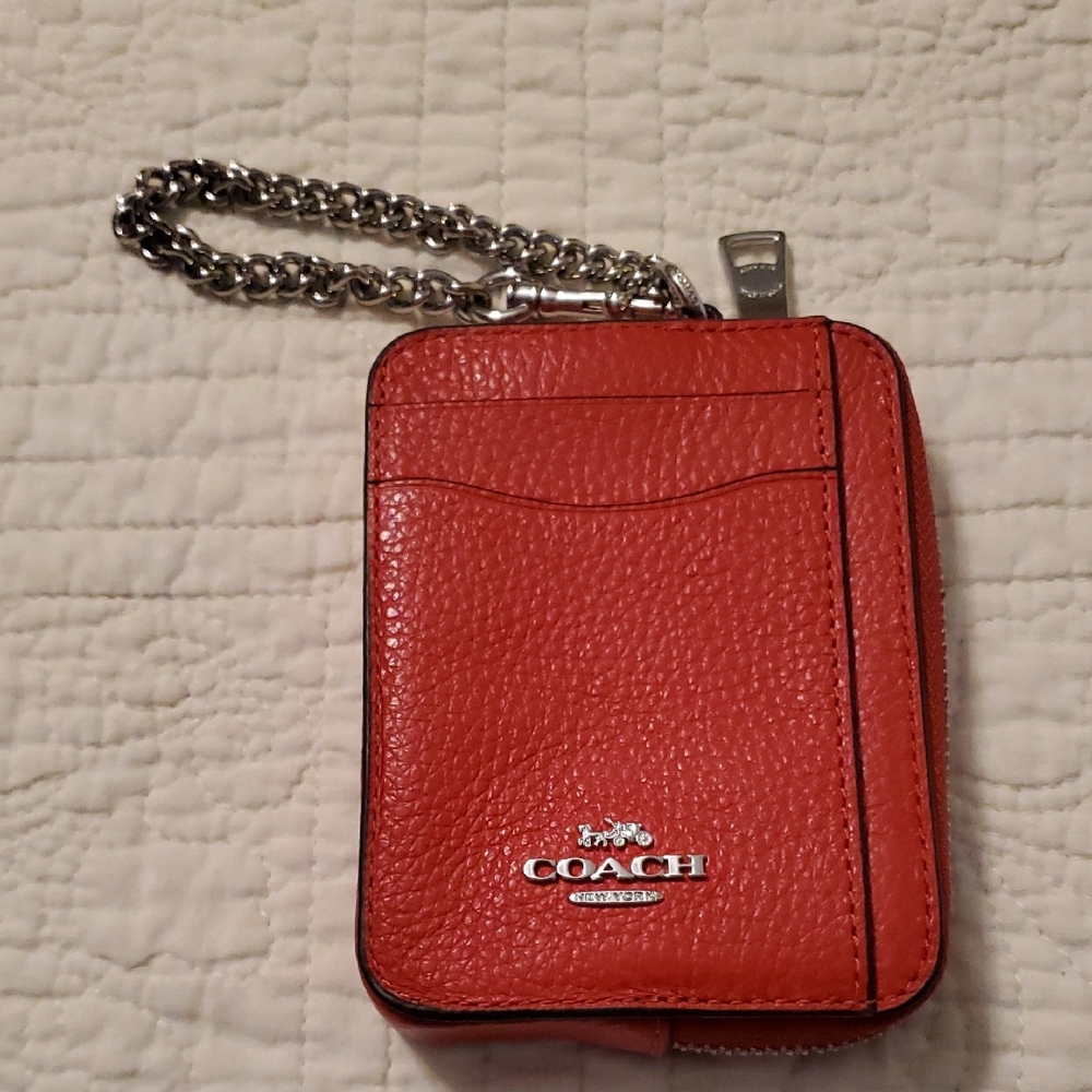 Coach Red Leather Card Holder